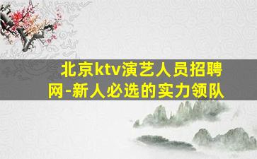 北京ktv演艺人员招聘网-新人必选的实力领队